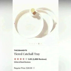 The2Bandits Tiered Catchall Tray White 3 Layer Trinket Dish Gray Felt Liners
